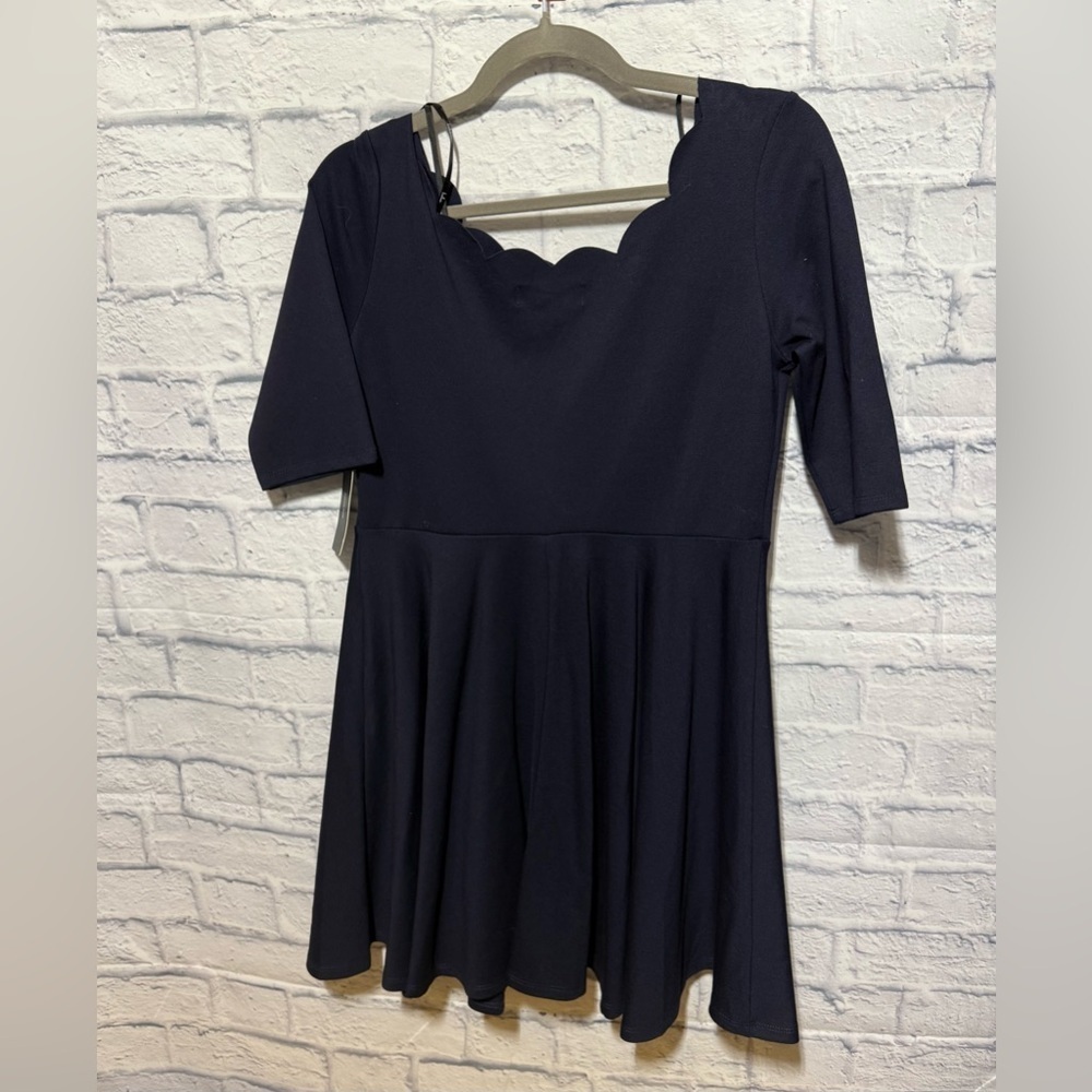 Lulu’s Scalloped Neck Dress, Navy, Size Large - Picture 5 of 6